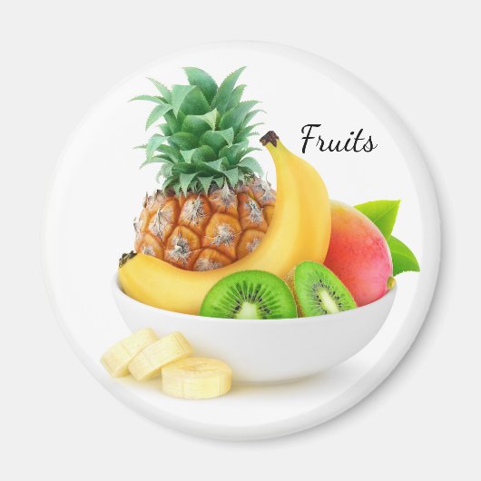 Tropische Früchte in einer Schüssel Magnet (Vorne)