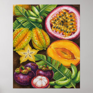 Tropische Früchte-Kunst Exotische Küchendekorati Poster