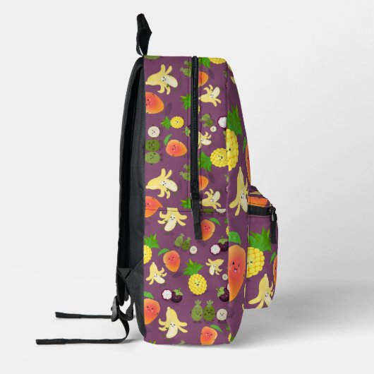 Tropische Früchte mit Happy Gesichtsmuster Bedruckter Rucksack (Links)