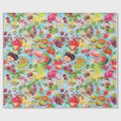 Tropische Früchte mit Mundwasser Geschenkpapier (Flach)