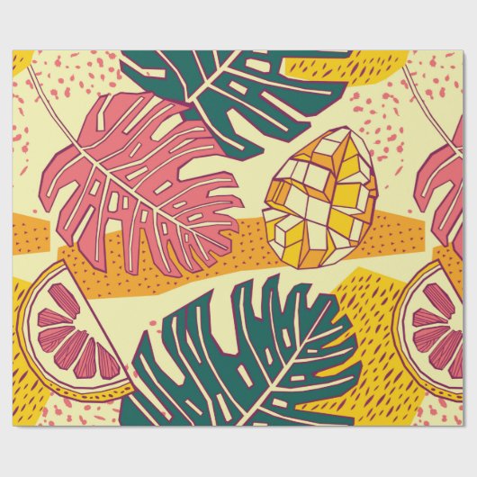 Tropische Früchte, Muster Geschenkpapier (Flach)