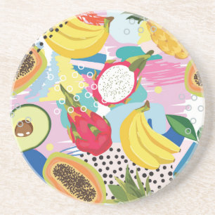 Tropische Früchte, nahtlos Vintages Muster. Getränkeuntersetzer