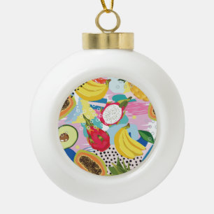 Tropische Früchte, nahtlos Vintages Muster. Keramik Kugel-Ornament