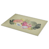 Tropische Früchte, noch lebendes Glas Schneidebrett (Ecke)