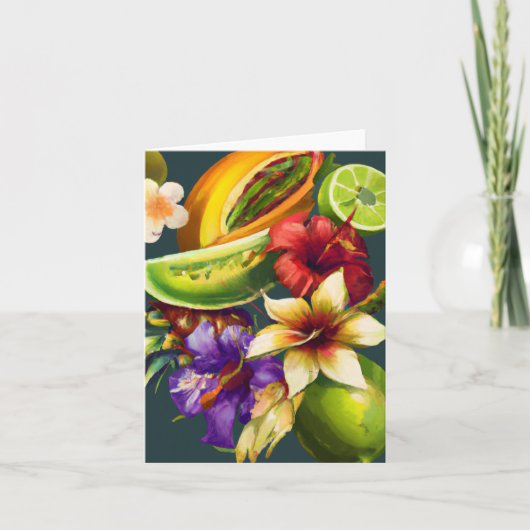 Tropische Früchte Pflanze Blume, die Napkins als Dankeskarte (Vorderseite)