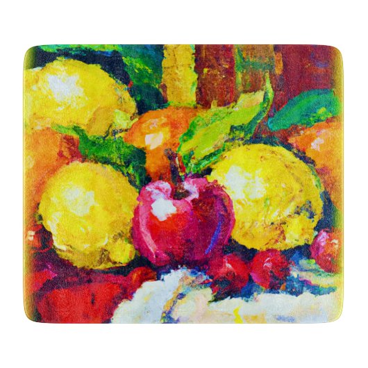 Tropische Früchte Pianting. Jetzt kaufen Schneidebrett (Vorderseite)