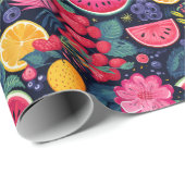 Tropische Früchte und Blume Geschenkpapier (Rolleneckpunkt)