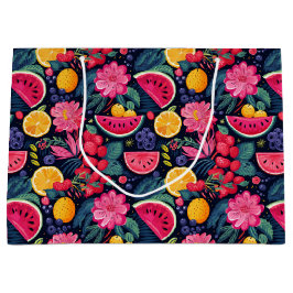 Tropische Früchte und Blume Große Geschenktüte