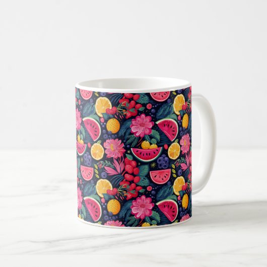 Tropische Früchte und Blume Kaffeetasse (VorderseiteRechts)