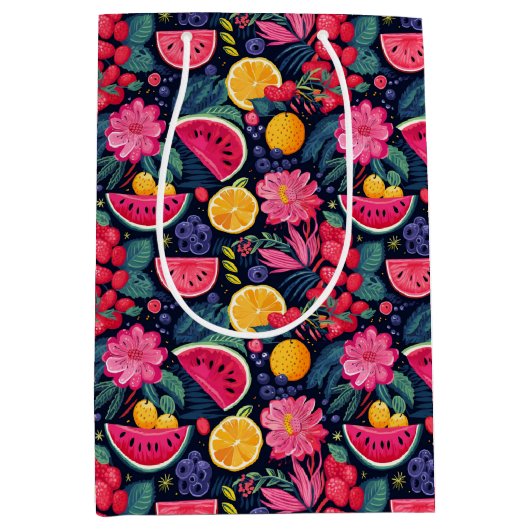 Tropische Früchte und Blume Mittlere Geschenktüte (Vorderseite)