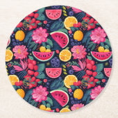 Tropische Früchte und Blume Runder Pappuntersetzer (Vorderseite)