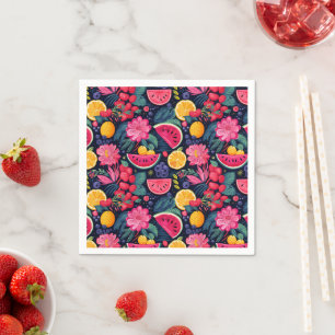 Tropische Früchte und Blume Serviette