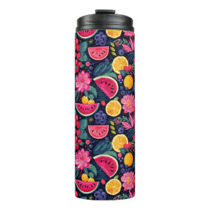 Tropische Früchte und Blume Thermosbecher