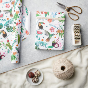 tropische Früchte & Vögel Geschenkpapier