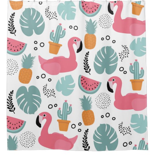 Tropische Früchte: Wiederholung des Musters. Duschvorhang (Vorderseite)