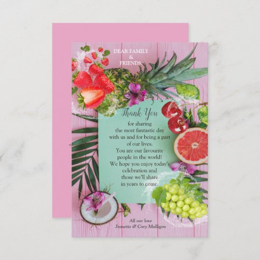Tropische Früchte zum Mund gießen Vielen Dank RSVP Karte (Vorne/Hinten)