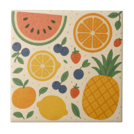 Tropische Früchteteile - Aquarellfarben Keramik Ar Fliese