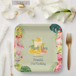 Tropische Fruchtgetränke Pool Party Erwachsene Geb Pappteller