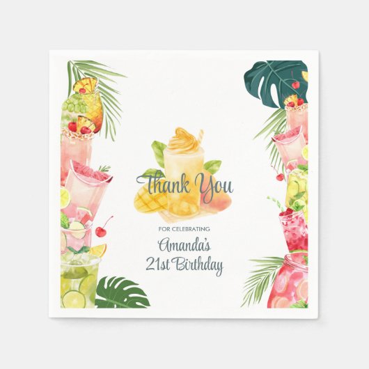 Tropische Fruchtgetränke Pool Party Erwachsene Geb Serviette (Vorderseite)