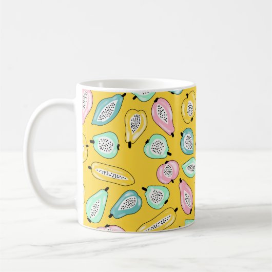Tropische Fruchtmuster-Abbildung Kaffeetasse (Links)