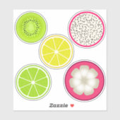 Tropische Fruchtscheiben, Zitrusfrüchte, Dragonfru Aufkleber (Blatt)