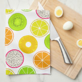 Tropische Fruchtscheiben, Zitrusfrüchte, Kiwi und Geschirrtuch (Viertel Falte)