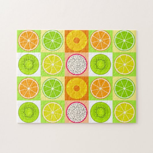 Tropische Fruchtscheiben, Zitrusfrüchte, Kiwi und Puzzle (Horizontal)