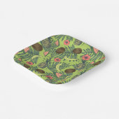 Tropische Fruchtskizze auf grünem Muster Pappteller (Gewinkelt)