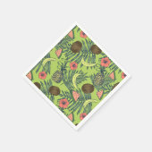 Tropische Fruchtskizze auf grünem Muster Serviette (Ecke)