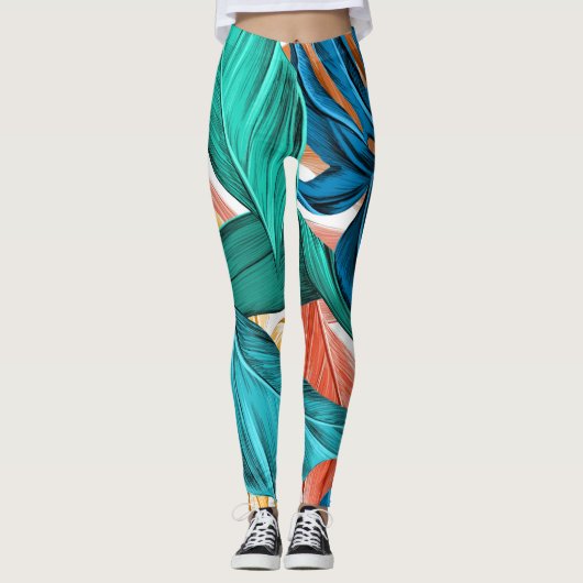 Tropische Frühlings- und Sommerflugzeuge Leggings (Vorderseite)