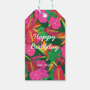 Tropische Gartenblumen & Blätter Party Bunt Geschenkanhänger
