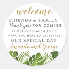 Tropische Gastgeschenk Hochzeit personalisiert vie Runder Aufkleber