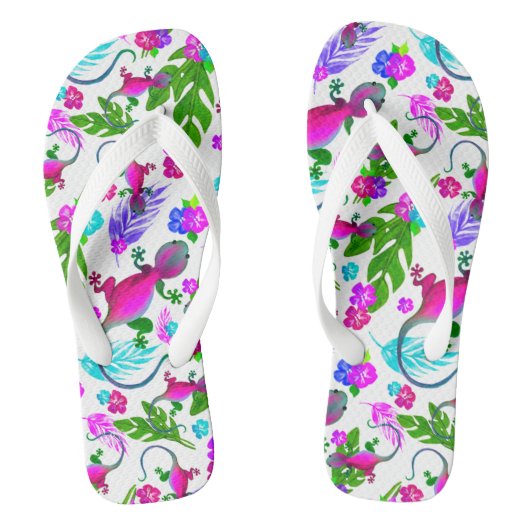Tropische Geckos Flip Flops Badesandalen (Fußbett)