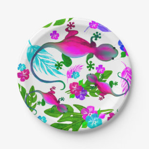 Tropische Geckos-Papier-Teller Pappteller