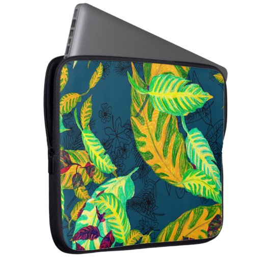 Tropische Gefärbte Krawatte Blue Gouache. Tropisch Laptopschutzhülle (Vorne Rechts)