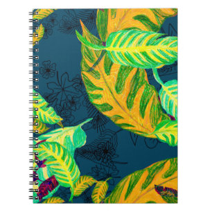 Tropische Gefärbte Krawatte Blue Gouache. Tropisch Notizblock