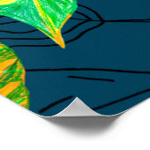 Tropische Gefärbte Krawatte Blue Gouache. Tropisch Poster (Ecke)