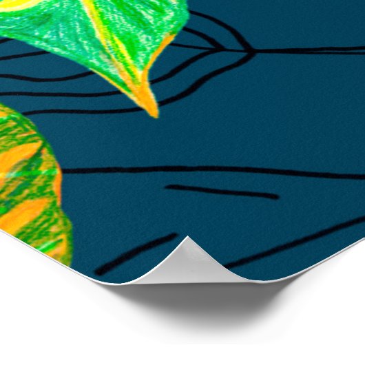 Tropische Gefärbte Krawatte Blue Gouache. Tropisch Poster (Ecke)