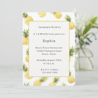 Tropische gelbe Ananas Geburtstag Einladung