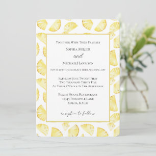 Tropische gelbe Ananas Hochzeit Einladung