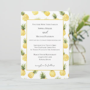 Tropische gelbe Ananas Hochzeit Einladung