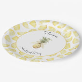 Tropische gelbe Ananas Hochzeit Pappteller (Schrägansicht)