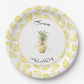Tropische gelbe Ananas Hochzeit Pappteller (Vorderseite)