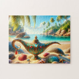 Tropische Genie-Lampe am Meer Puzzle