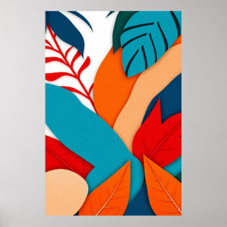 Tropische Geometrie: Bold & Vibrant Digital Collag Poster