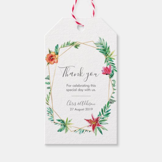 Tropische geometrische Dankbarkeit für Tags Geschenkanhänger (Vorderseite)