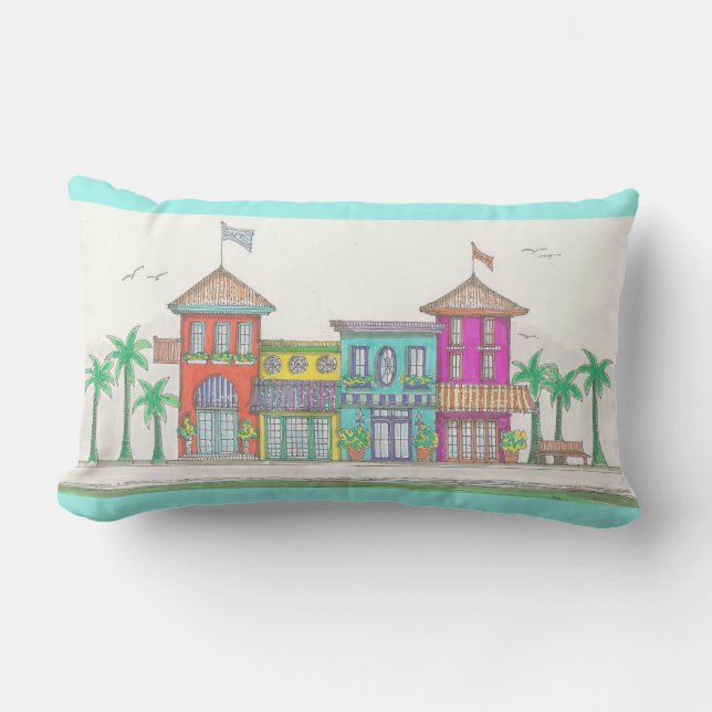 Tropische Geschäfte im Freien Lumbar Kissen (Vorderseite)