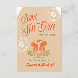 Tropische Getränk-Hochzeit in Urlaubsort Save the Save The Date