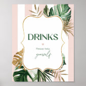 Tropische Getränke aus rosafarbenen, grünen Streif Poster (Vorne)