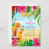 Tropische Getränke & Blume Sommergeburtstag Einladung (Vorderseite)